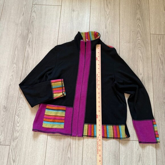 Bets by Canvasbacks Artsy Patchwork Jacket Women Medium Wool Nylon Color-Block - Picture 9 of 12